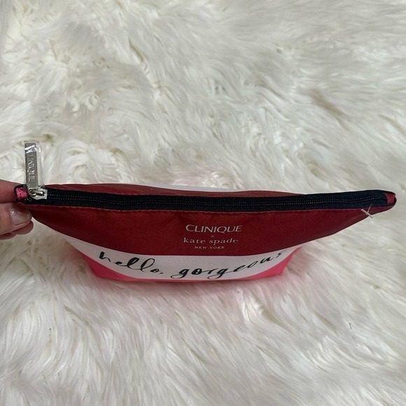 Clinique x Kate Spade “Hello Gorgeous” Red Pink Cosmetic Pouch NWOT - Picture 6 of 7